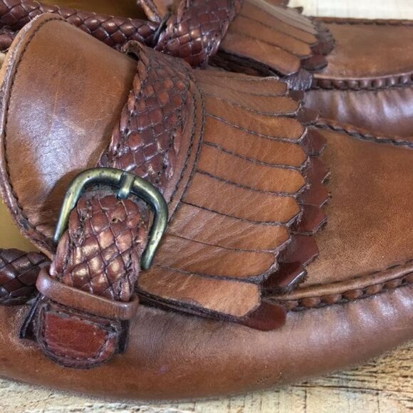 Allen‎ Edmonds Brown Leather Meghan Kiltie Buckle Loafers Men\'s 10.5 C VTG 80s main image 10
